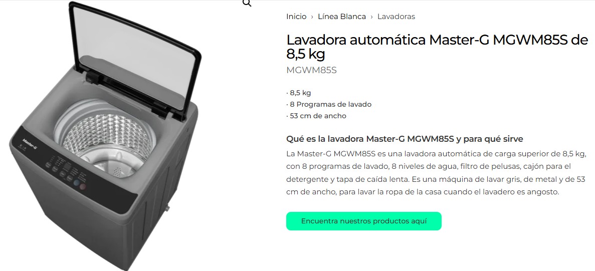 Lavadora Carga Superior 8,5Kg
